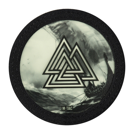 Naszywka Valknut/Drakkar (80mm)  - Black/GID