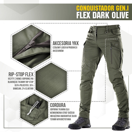 Spodnie taktyczne Conquistador Gen. I Flex  - Army Olive