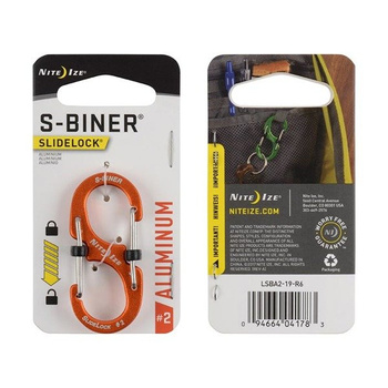 Nite Ize - Karabinek S-Biner® SlideLock® Aluminum #2 - Pomarańczowy - LSBA2-19-R6