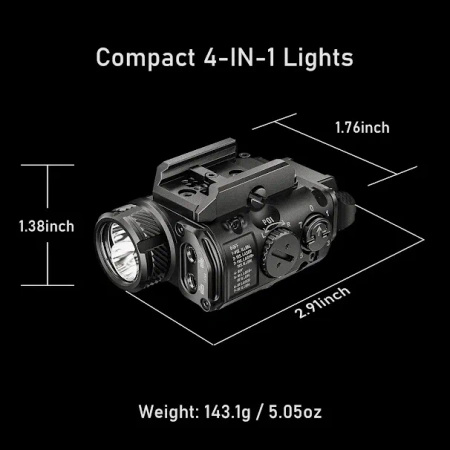 RovyVon GL4 Pro 4-in-1 (Latarka + Laser Zielony + IR), Black, Śruba