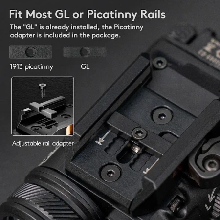 RovyVon GL4 Pro 4-in-1 (Latarka + Laser Zielony + IR), Black, Dzwignia QD