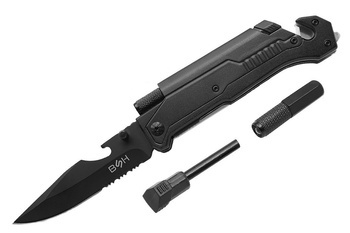 Nóż Ratowniczy BSH ADVENTURE 3w1 N-061Z Latarka Krzesiwo