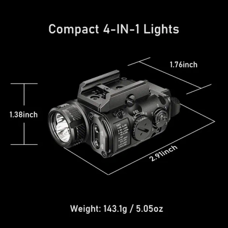 RovyVon GL4 Pro 4-in-1 (Latarka + Laser Zielony + IR), Black, Śruba