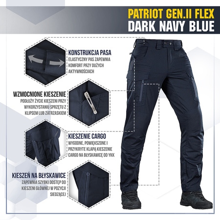 M-Tac Spodnie taktyczne Patriot Gen II Flex  - Dark Navy Blue