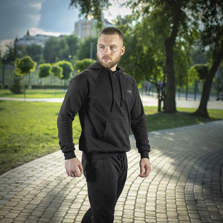 Bluza Hoodie Cotton Raglan  - Black