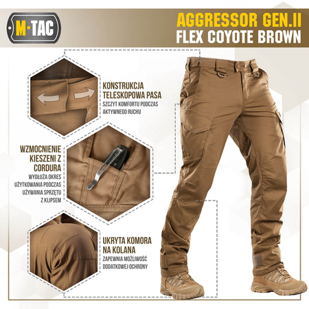 M-Tac Spodnie taktyczne Aggressor Gen.II Flex  - Coyote Brown