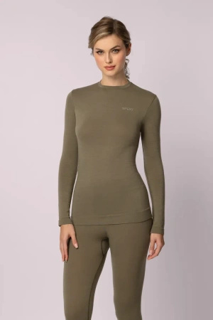Koszulka termoaktywna MERINO, rękaw długi, damska - Green