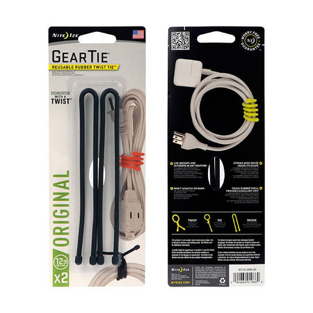 Nite Ize - Gear Tie 12" - Czarny - 2Pack - GT12-2PK-01