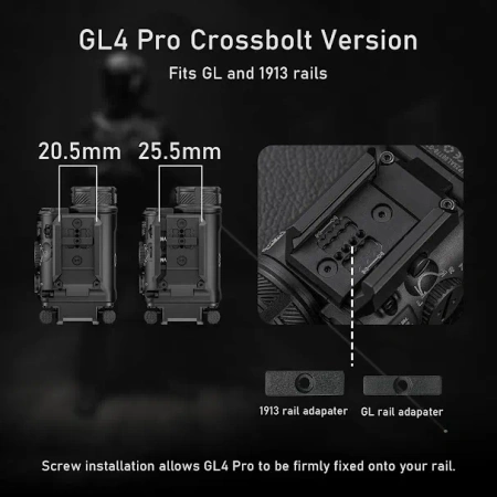 RovyVon GL4 Pro 4-in-1 (Latarka + Laser Zielony + IR), Black, Śruba