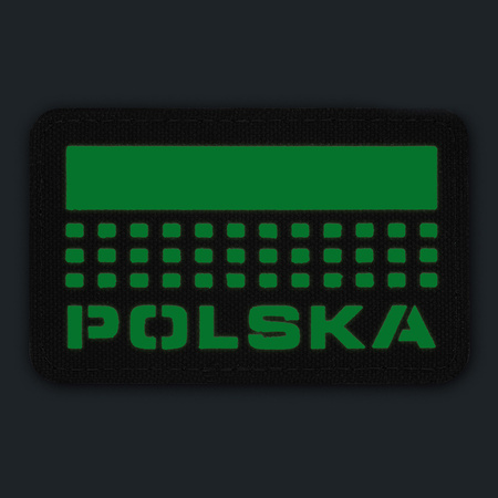 Naszywka Polska (z flagą) 50x80 Laser Cut  - Black/GID