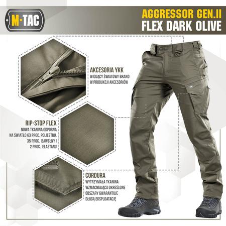 M-Tac Spodnie taktyczne Aggressor Gen.II Flex  - Dark Olive