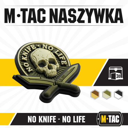 Naszywka No Knife - No Life 3D PVC  - Olive