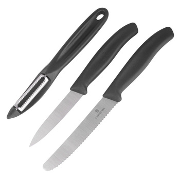 Victorinox - Zestaw noży kuchennych Swiss Classic z obieraczką - 3 elementy - Czarny - 6.7113.31