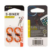 Nite Ize - Karabinek S-Biner® MicroLock® Aluminum - 2 szt. - Pomarańczowy - LSBMA-19-2R6