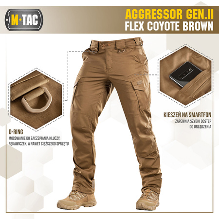 M-Tac Spodnie taktyczne Aggressor Gen.II Flex  - Coyote Brown