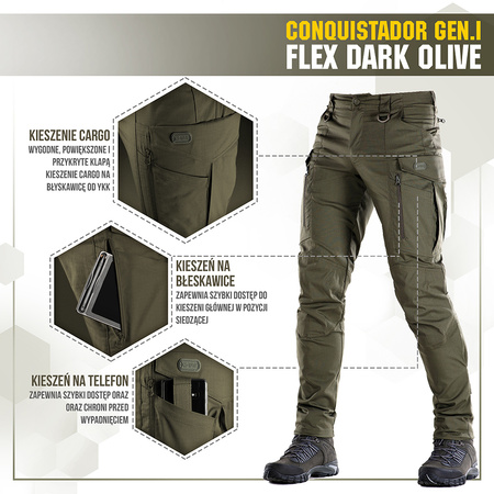 M-Tac Spodnie taktyczne Conquistador Gen. I Flex  - Dark Olive
