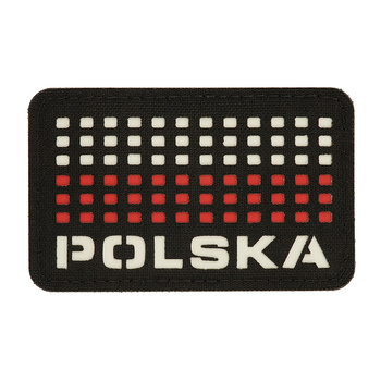 Naszywka Polska (z flagą) 50x80 Laser Cut - Black/White/Red