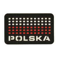 Naszywka Polska (z flagą) 50x80 Laser Cut  - Black/White/Red