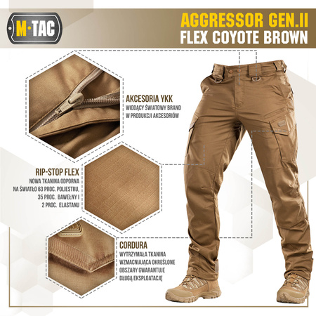 M-Tac Spodnie taktyczne Aggressor Gen.II Flex  - Coyote Brown
