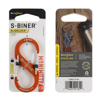 Nite Ize - Karabinek S-Biner® SlideLock® Aluminum #3 - Pomarańczowy - LSBA3-19-R6