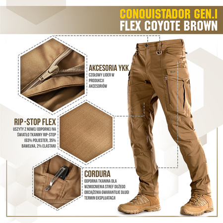 Spodnie taktyczne Conquistador Gen. I Flex  - Coyote Brown