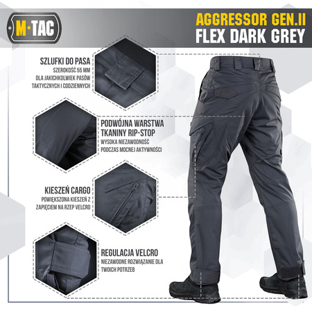 M-Tac Spodnie taktyczne Aggressor Gen.II Flex  - Dark Grey
