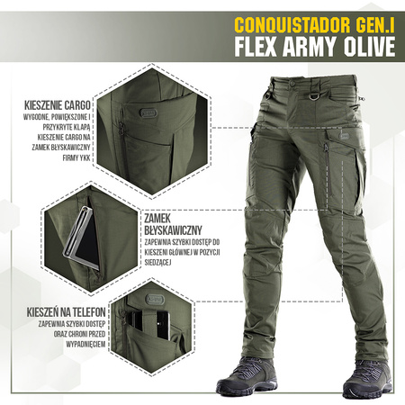 Spodnie taktyczne Conquistador Gen. I Flex  - Army Olive