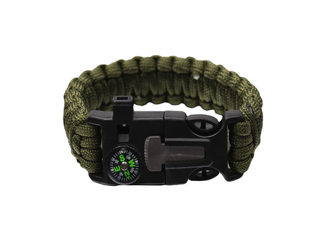 Bransoletka Survivalowa Paracord 5w1 Krzesiwo Kompas Gwizdek BR-003