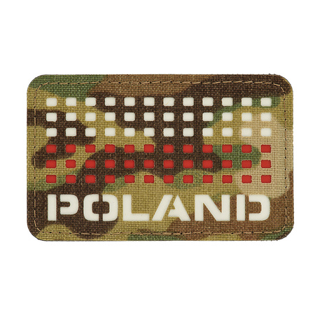 Naszywka Poland (z flagą) 50x80 Laser Cut  - Multicam/White/Red