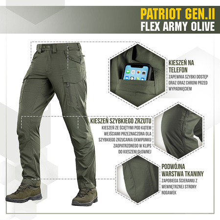 M-Tac Spodnie taktyczne Patriot Gen II Flex  - Army Olive