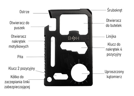 Multitool 10w1 Karta Przeżycia BSH ADVENTURE MT-025