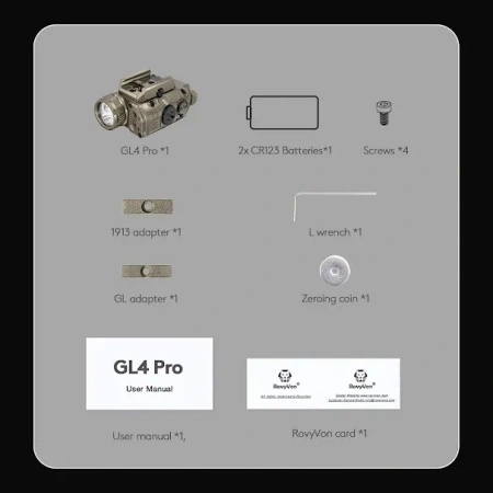 RovyVon GL4 Pro 4-in-1 (Latarka + Laser Zielony + IR), Desert Tan, Śruba