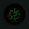 Okrafla naszywka Vegvisir/Drakkar (80mm)  - Black/GID