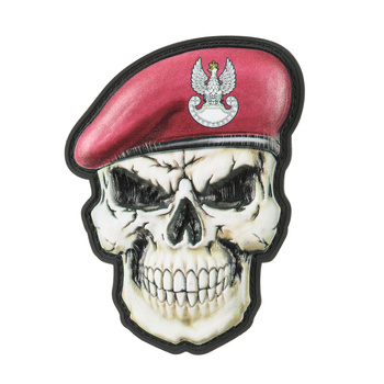 Naszywka Czaszka w Berecie Polska (Wojska powietrznodesantowe i kawaleria powietrzna)  - Dark Burgundy