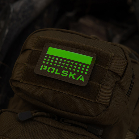 Naszywka Polska (z flagą) 50x80 Laser Cut  - Coyote/GID
