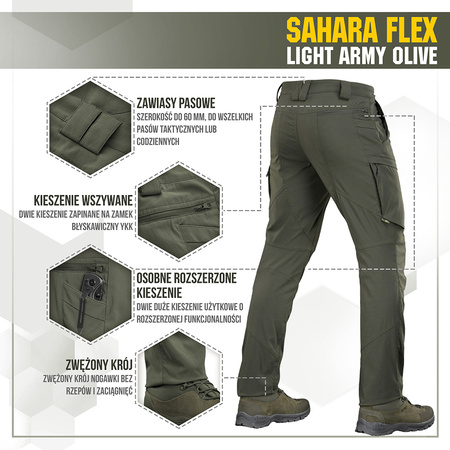 Spodnie Bojówki Taktyczne Sahara Flex Lite  - Army Olive