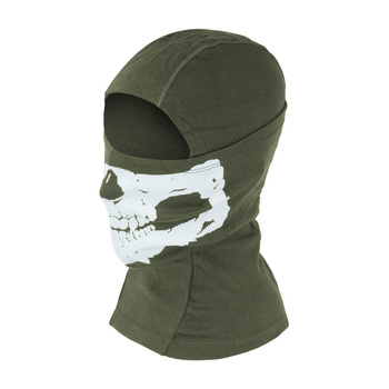 101 Inc. - Kominiarka jednootworowa Balaclava Skull - Bawełna - Zielona - 214278 OD