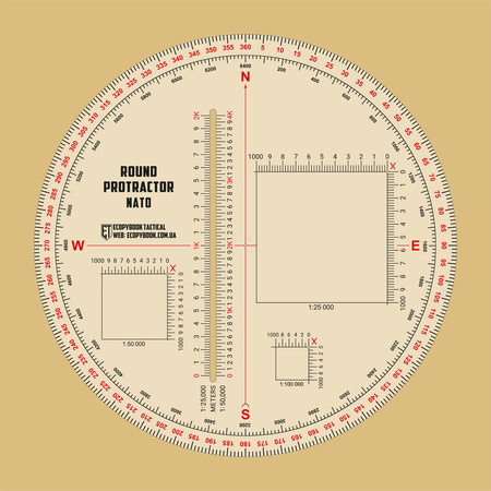 Ecopybook Tactical Ruler Protractor round (130mm) NATO  - Color