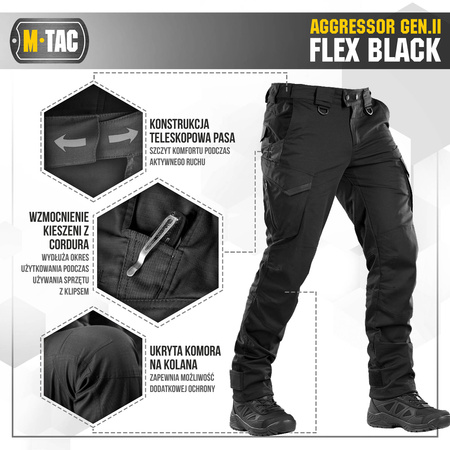Spodnie taktyczne Aggressor Gen.II Flex  - Black