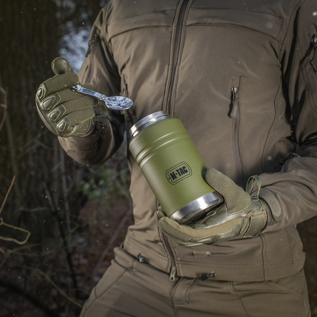 Termos na jedzenie z składaną łyżką ze stali nierdzewnej 750 Ml  - Olive