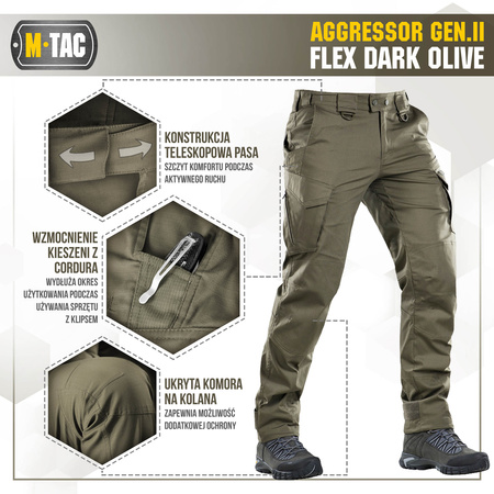 M-Tac Spodnie taktyczne Aggressor Gen.II Flex  - Dark Olive