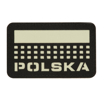 Naszywka Polska (z flagą) 50x80 Laser Cut  - Black/GID