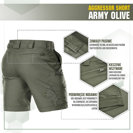 M-Tac Spodenki Aggressor Short  - Army Olive