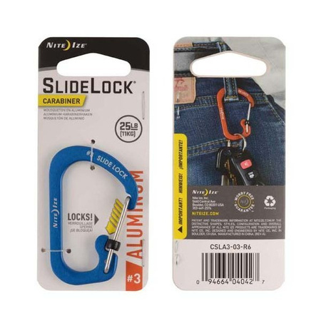 Nite Ize - Karabinek SlideLock® Carabiner Aluminum #3 - Niebieski - CSLA3-03-R6