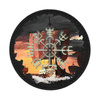 Okrafla naszywka Vegvisir/Drakkar (80mm)  - Black/GID