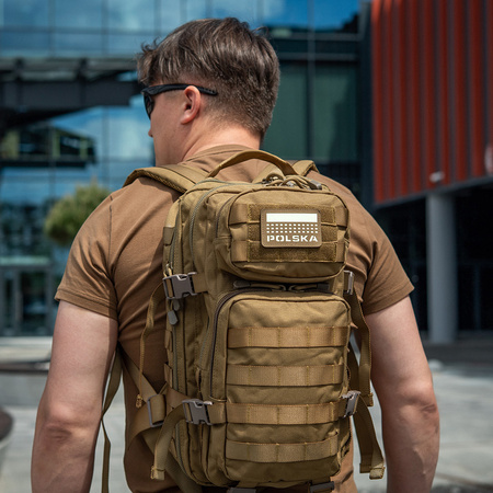 Naszywka Polska (z flagą) 50x80 Laser Cut  - Coyote/GID