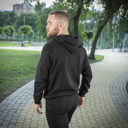 Bluza Hoodie Cotton Raglan  - Black