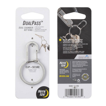 Nite Ize - Karabińczyk z podwójną komorą DualPass - Stalowy - Srebrny - DDK-11-R3