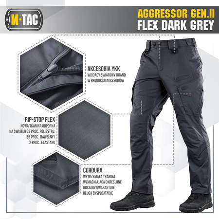 M-Tac Spodnie taktyczne Aggressor Gen.II Flex  - Dark Grey