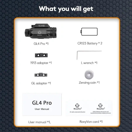 RovyVon GL4 Pro 4-in-1 (Latarka + Laser Zielony + IR), Black, Dzwignia QD